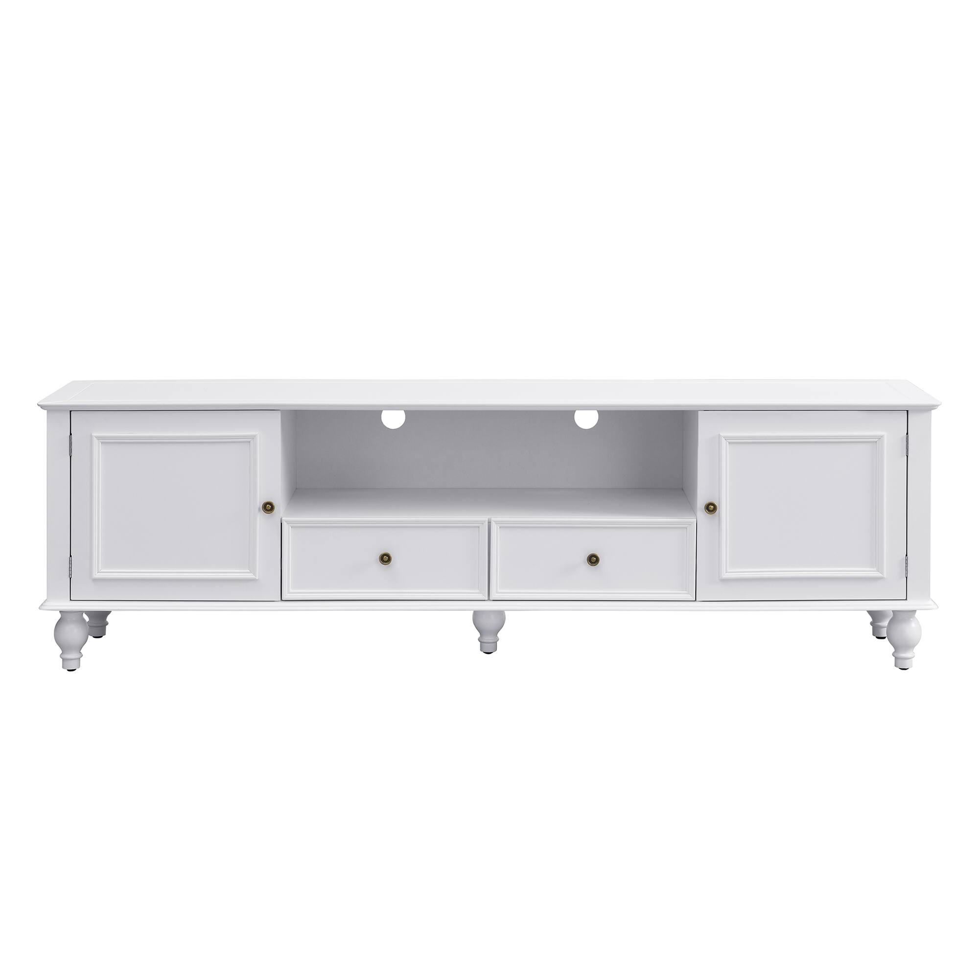 Back. Bestier - 70.9'' Modern TV Stand for TVs up to 80 Inches, Entertainment Center with 2 Drawers and 2 Cabinets for Living room - White.