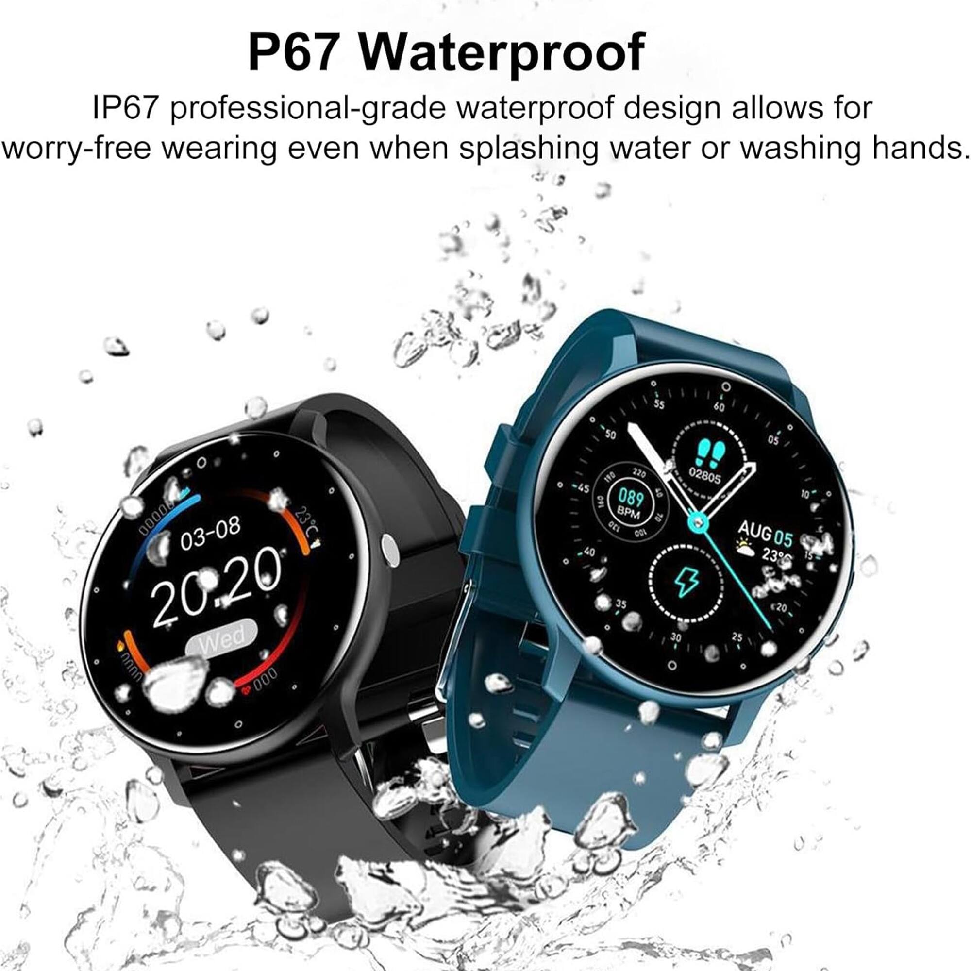 P67 Waterproof  
IP67 professional-grade waterproof design allows for worry-free wearing even when splashing water or washing hands.