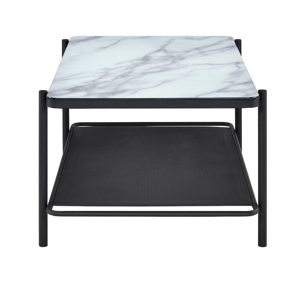 Alt View 1. Furniture of America - Joaquin Metal 1-Shelf Coffee Table in Black and White - Black.