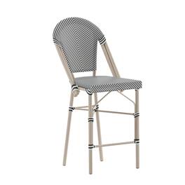 Flash Furniture - Marseille Stackable Indoor/Outdoor Bistro 26" High Counter Height Stool, Commercial Grade, Black/ and Light Bamboo - White