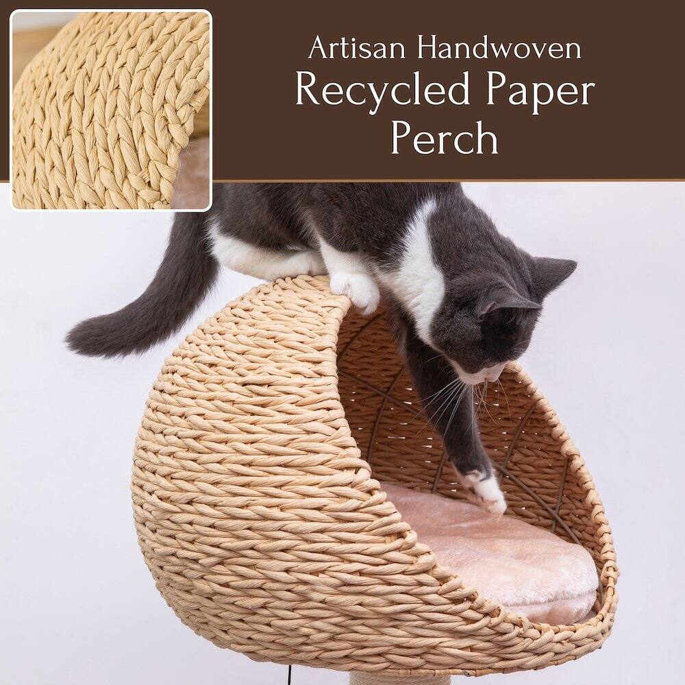 Artisan Handwoven Recycled Paper Perch