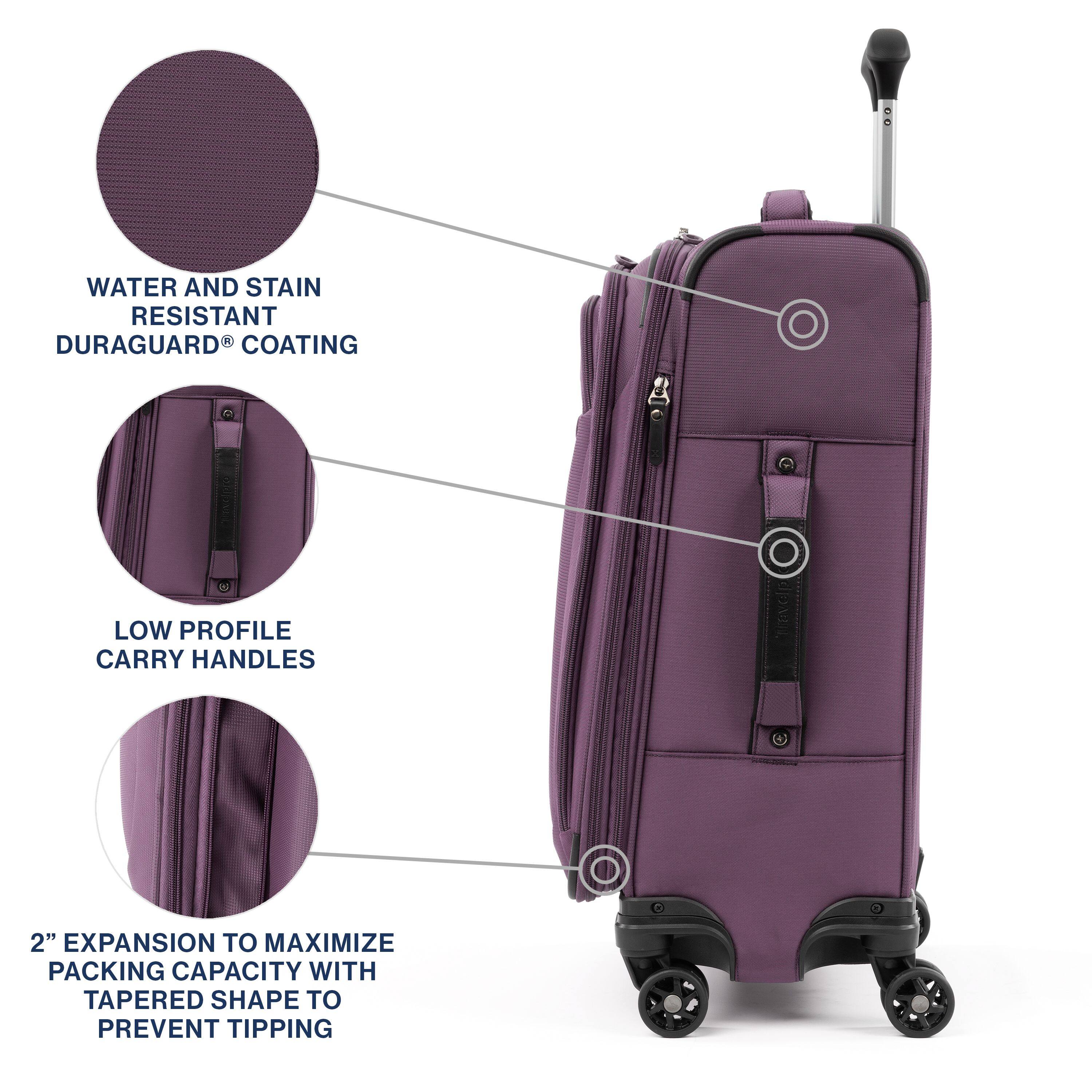 WATER AND STAIN RESISTANT DURAGUARD® COATING  
LOW PROFILE CARRY HANDLES  
2" EXPANSION TO MAXIMIZE PACKING CAPACITY WITH TAPERED SHAPE TO PREVENT TIPPING