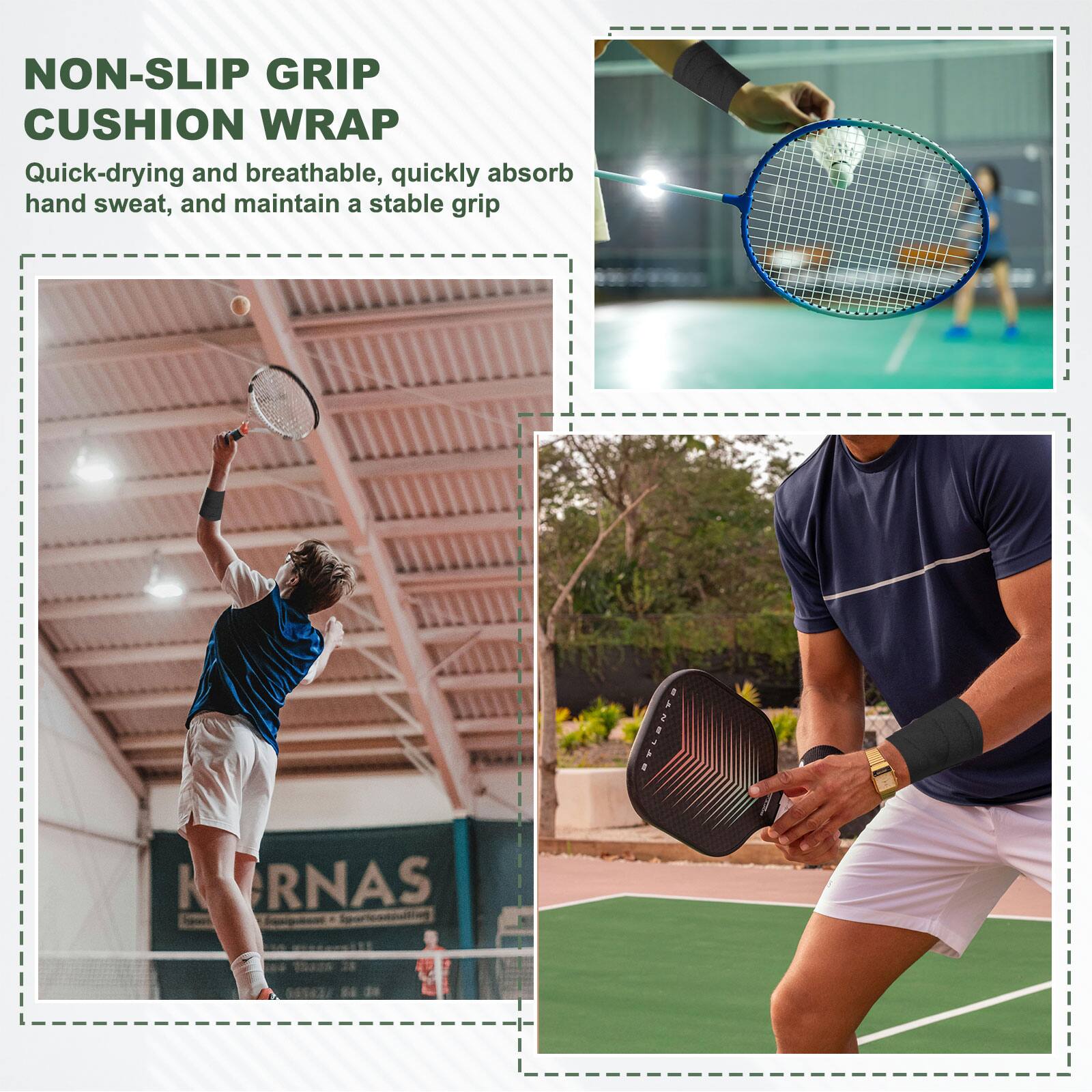 NON-SLIP GRIP CUSHION WRAP

Quick-drying and breathable, quickly absorb hand sweat, and maintain a stable grip