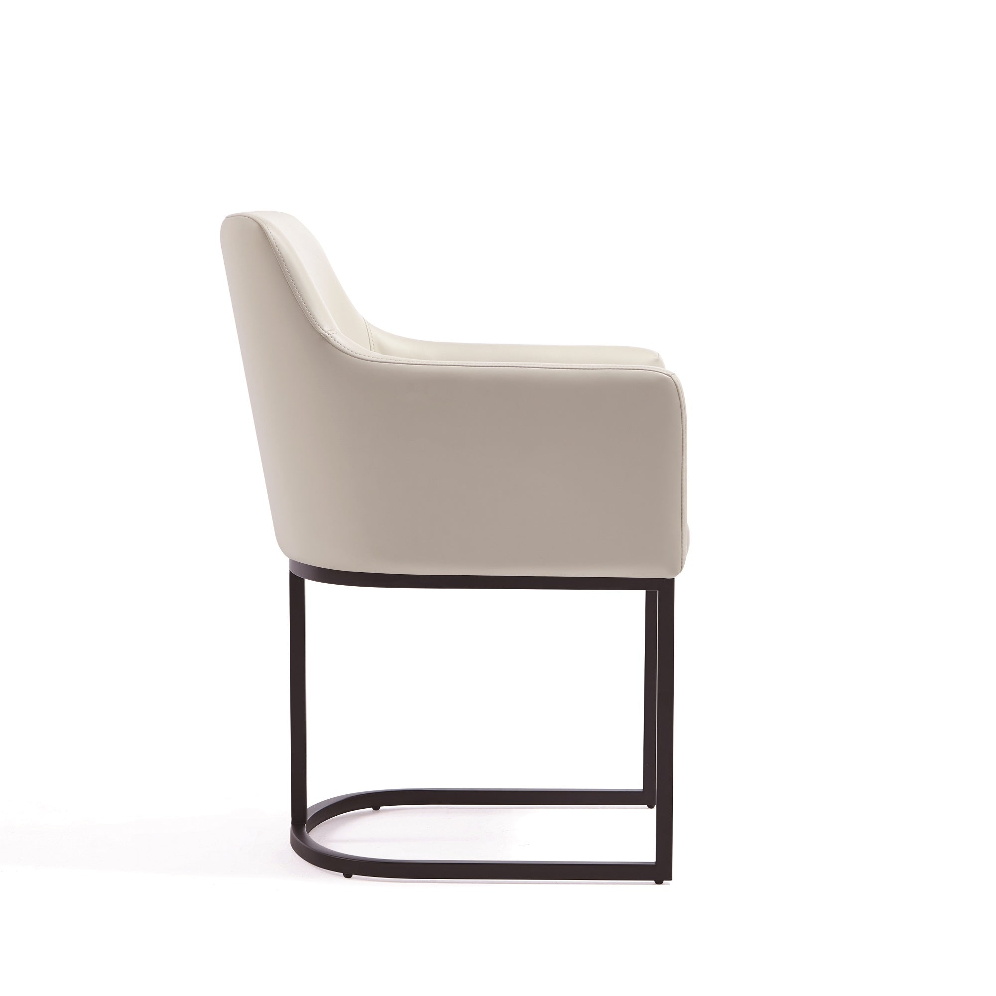 Alt View 2. Manhattan Comfort - Serena Modern Metal Vegan Leather Dining Chair with Arms - Ivory.