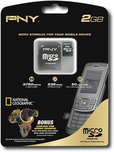 Front Standard. PNY - 2GB microSD Memory Card.