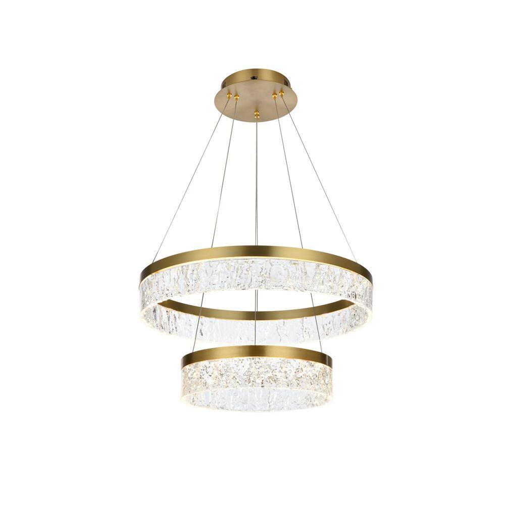 Alt View 1. Elegant Lighting - Linden 22 inch Adjustable LED chandelier in Satin Gold - Satin Gold.