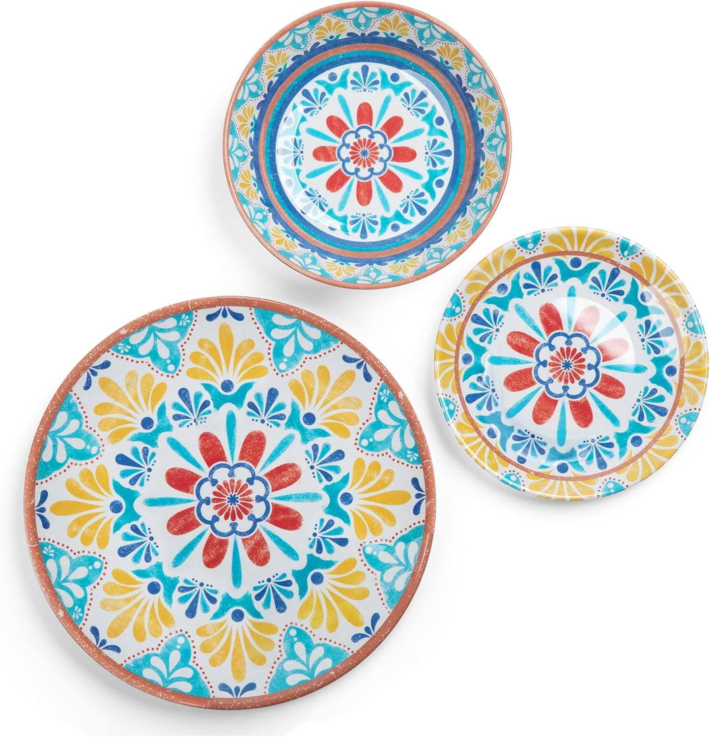 Back. Larder & Vine - 12-Piece Viva Dinnerware Set for 4, Made from 100% BPA-Free Melamine - Mesa.