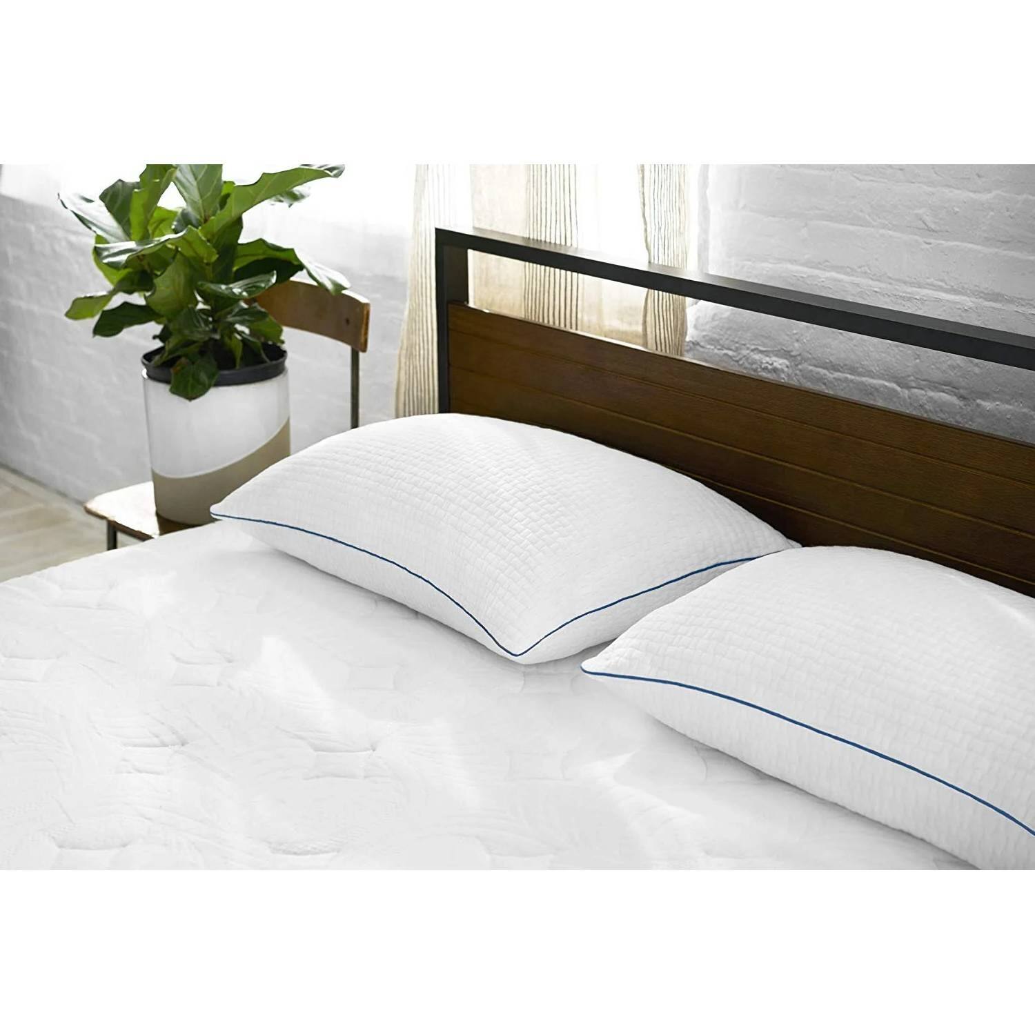 Angle. Hivvago - Set of 2 Queen size Memory Foam Pillow with Removable Machine Washable Cover - White.