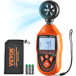 VEVOR - Portable Anemometer, Temperature Range 14℉-113℉, Equipped with LED Backlit Display, Captures Wind Speed, Temperature - Black,Orange