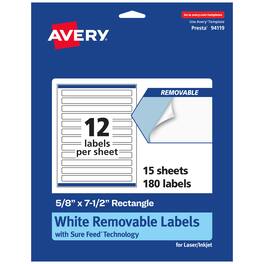 Avery - Removable Rectangle Labels, 5/8" x 7-1/2", 180ct - White