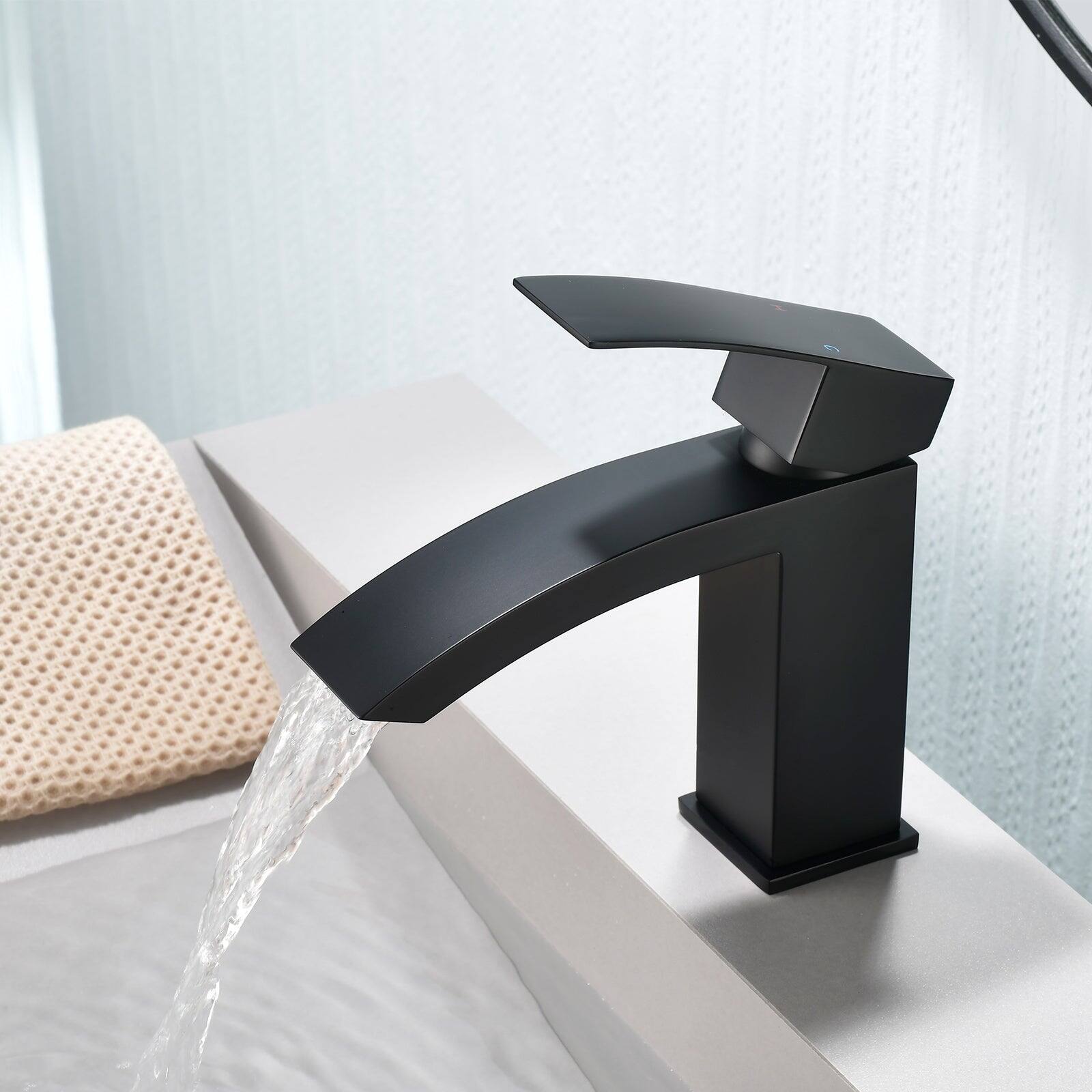 Alt View 2. Boyel Living - Black Faucet SUS304 Waterfall Spout cUPC Cartridge 60cm Supply Line Pop Up Drain - Matte Black.