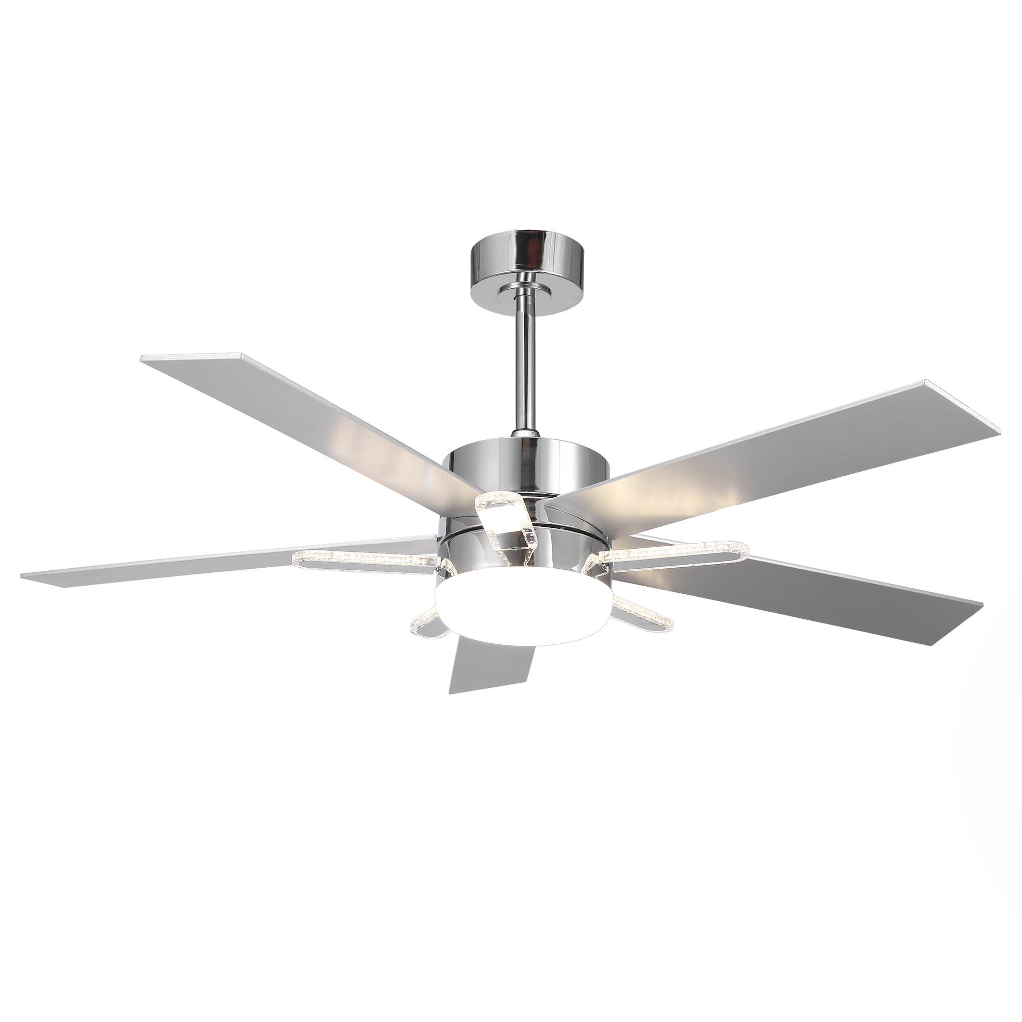 Alt View 9. Parrot Uncle - 52" Chrome Modern 3CCT Integrated LED Ceiling Fan with 5 Acrylic Bars and Remote - Chrome.