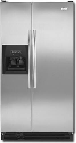 Front Standard. Whirlpool - 21.8 Cu. Ft. Frost-Free Side-by-Side Refrigerator w/Thru-the-Door Ice and Water - Stainless-Steel.