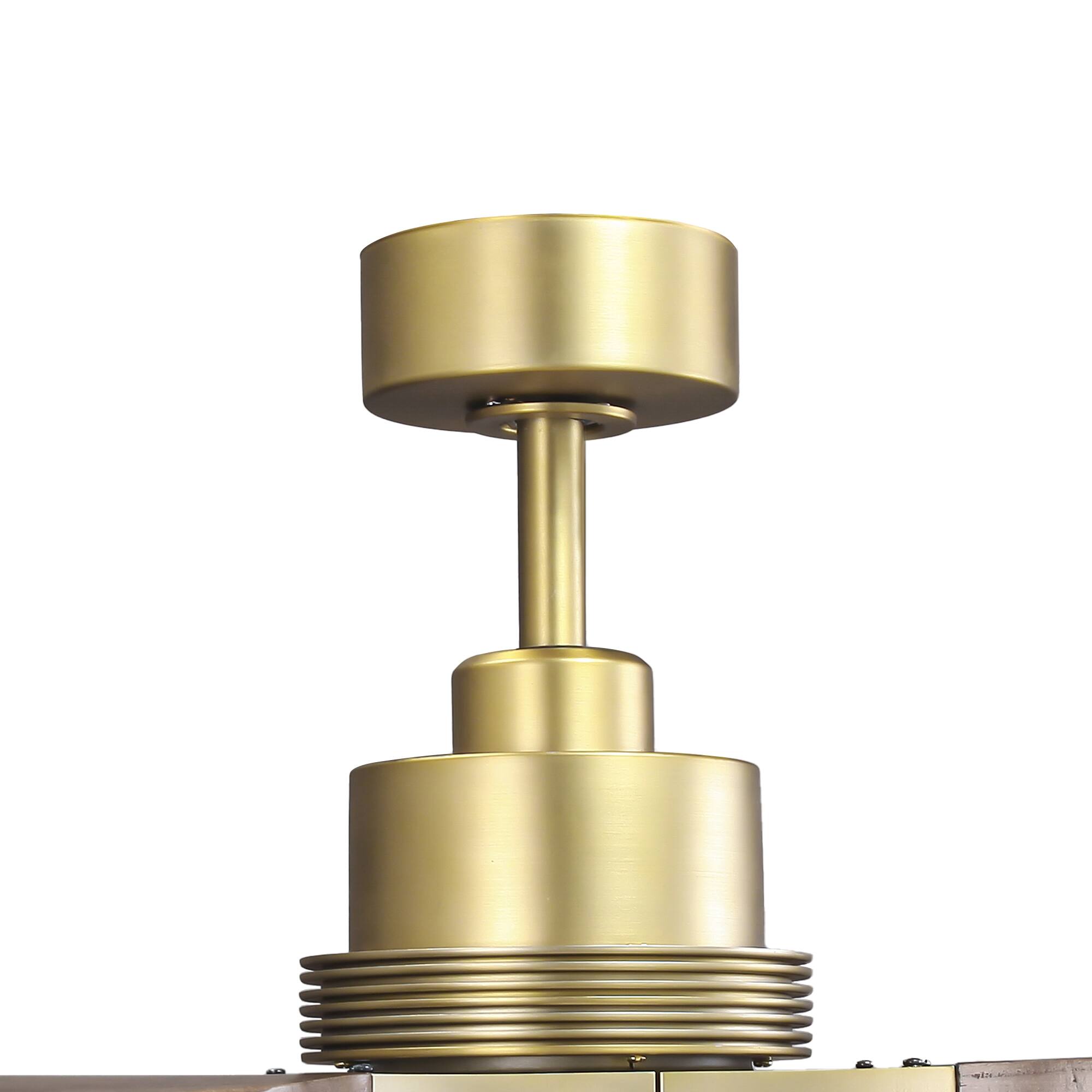Alt View 9. Parrot Uncle - 56" Modern Solid Wood Diammable LED Ceiling Fan with Remote and Light - Gold.