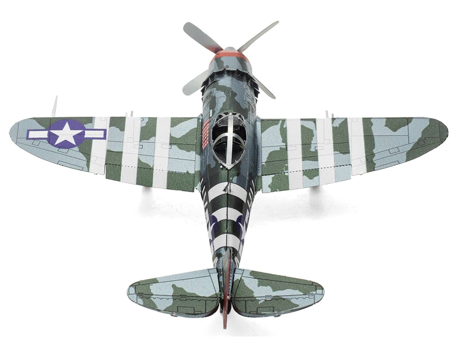 Angle. Metal Earth - Model Kit Republic P-47 Thunderbolt Fighter Aircraft The Jug United States Army Air Forces (Moderate Difficulty) - Multicolor.