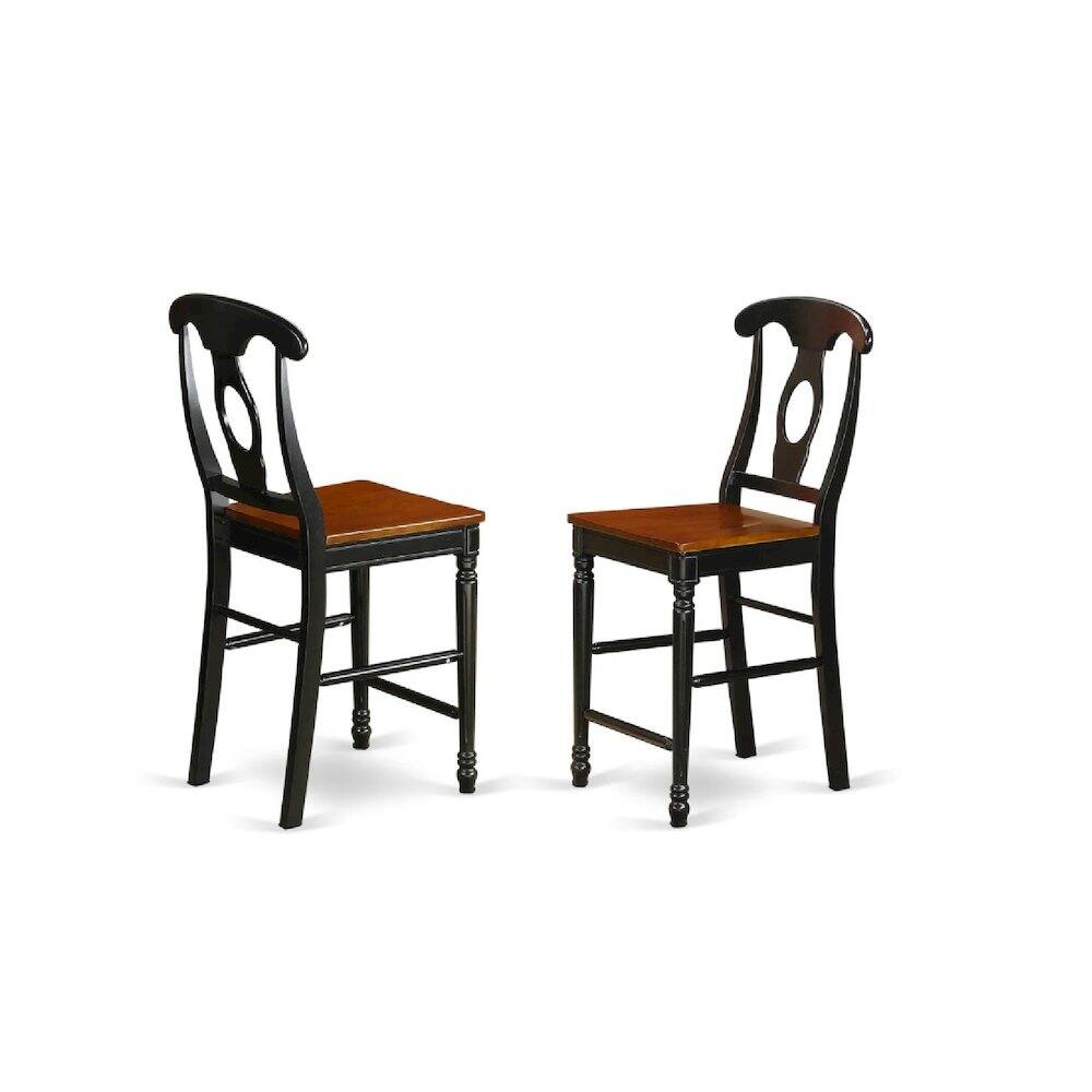 Angle. East West Furniture - 3 Pc Dining counter height set-pub Table and 2 Dining Chairs. - Black & Cherry.