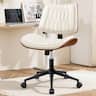 KERDOM - Stylish Home Office Chair, Ergonomic Mid Back Computer Chair, PU Leather Armless Accent Task Chair for Reception, Tilt - White