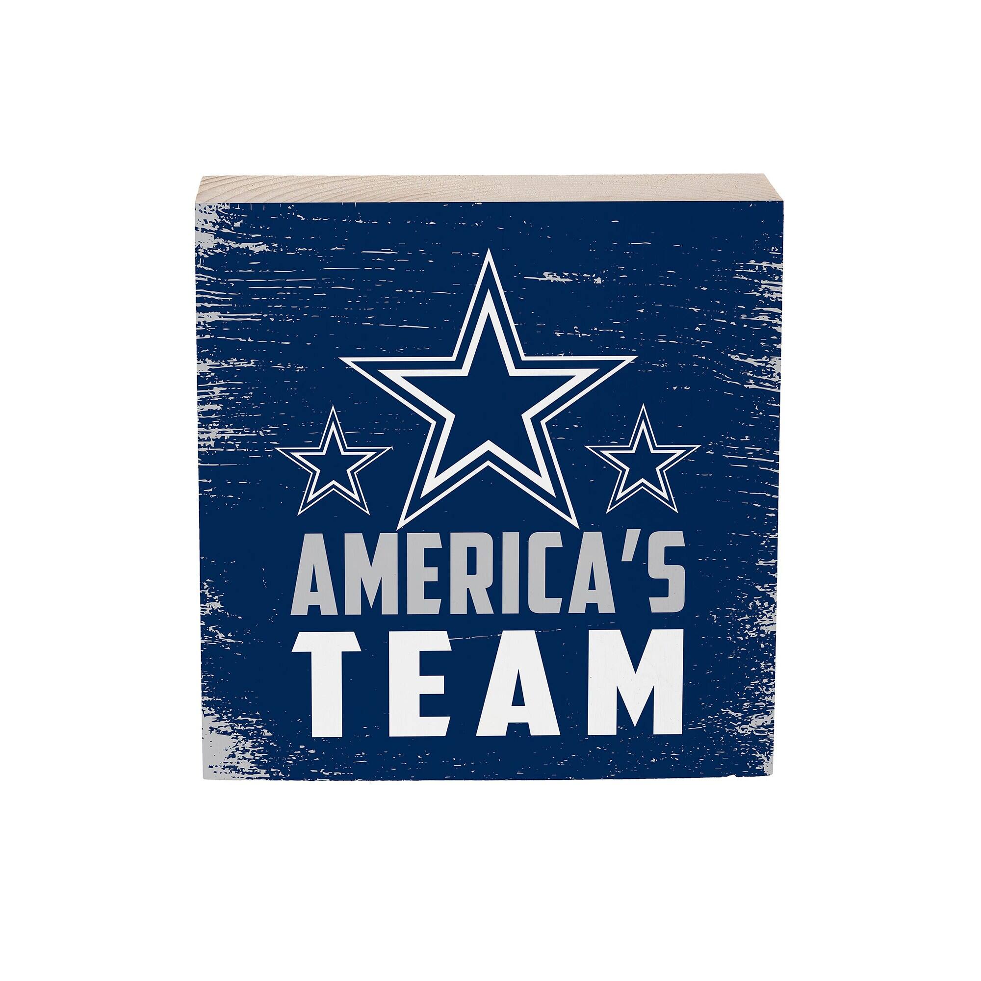 Dallas Cowboys 6" Square Fan Chant Wood Block Shelf Sign