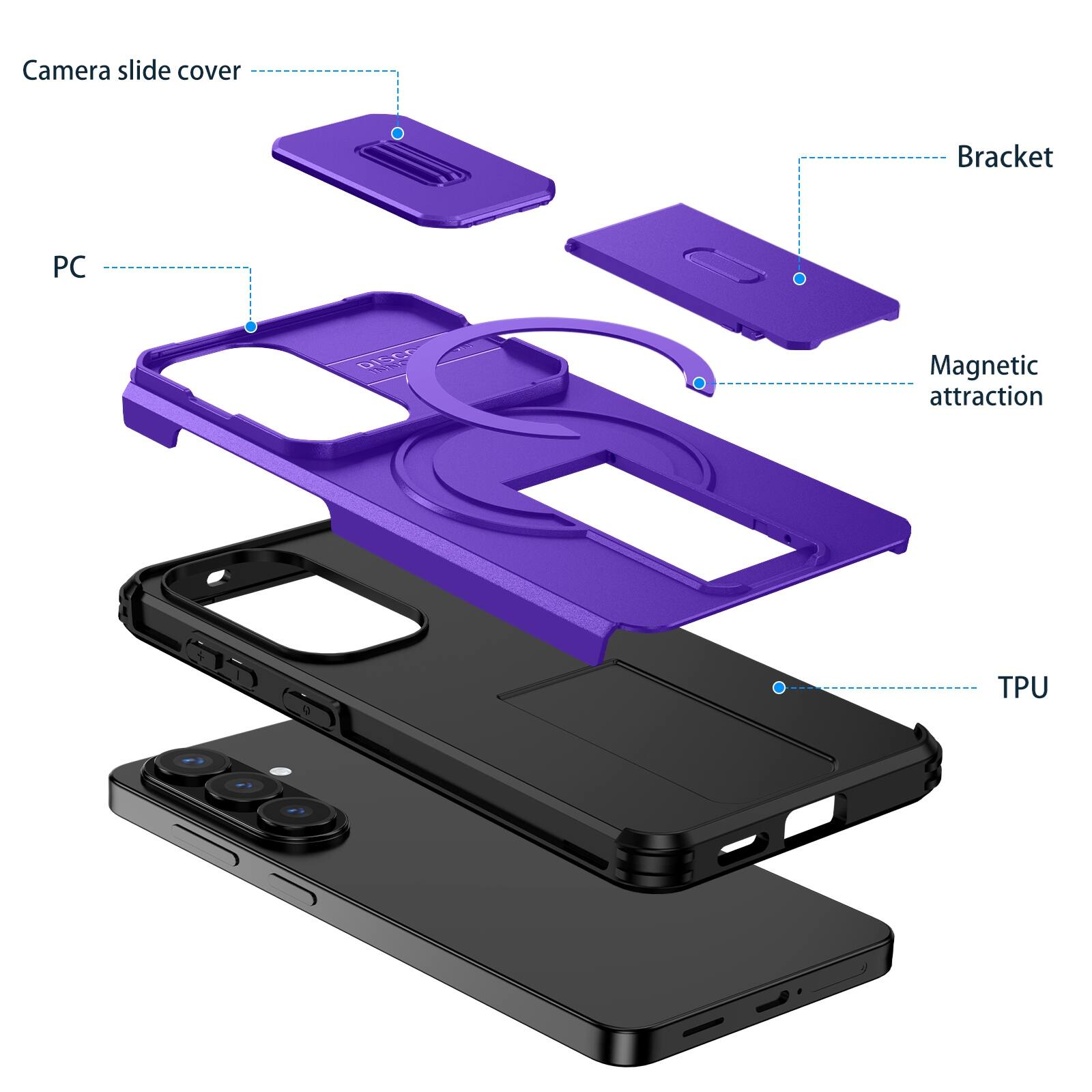 Camera slide cover  
Bracket  
PC  
Magnetic attraction  
TPU