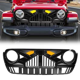 AMERICAN MODIFIED - Grille for 2018-2023 Jeep Wrangler JL & Gladiator JT w/Camera - Glossy Black