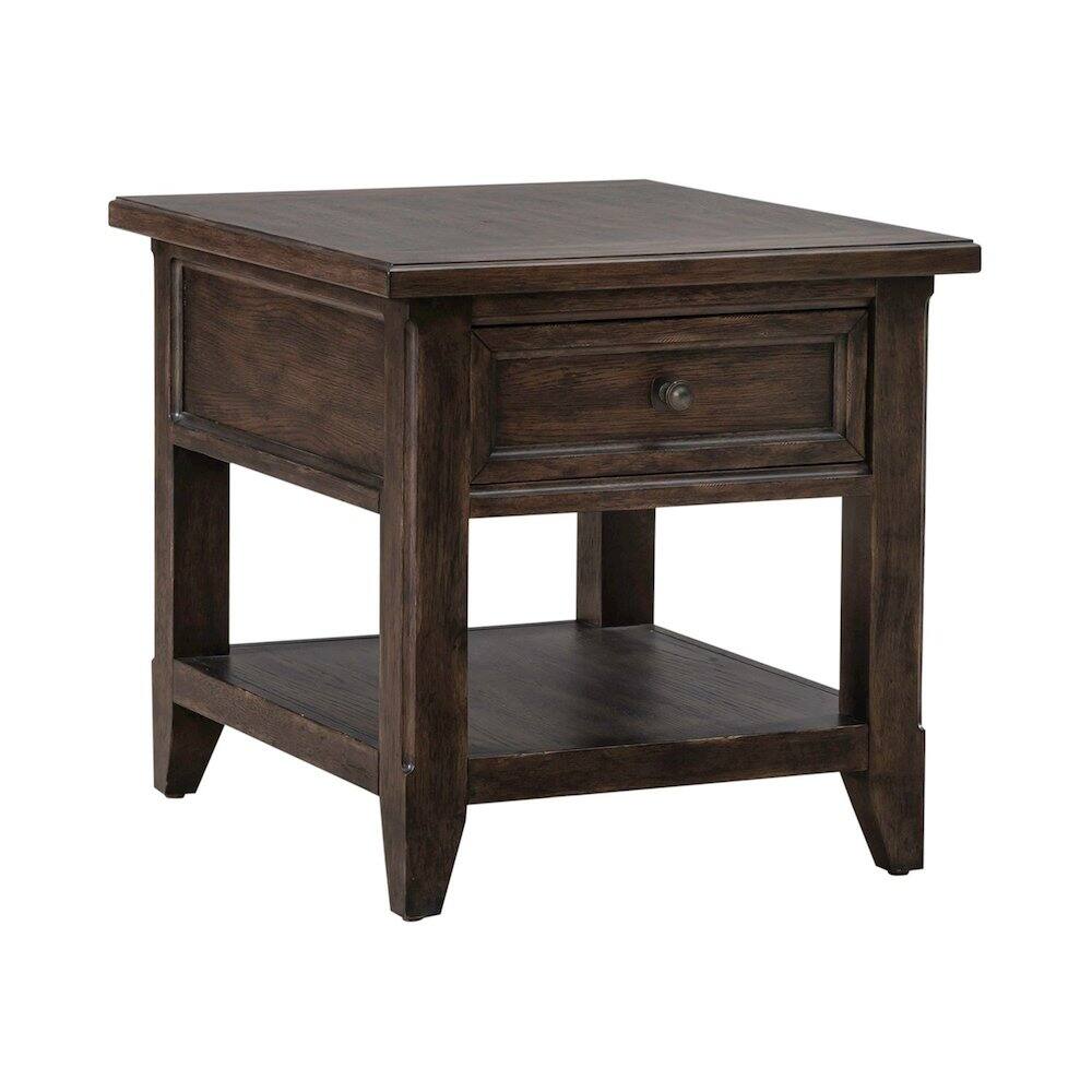 Alt View 2. Liberty Furniture Industries - Rectangular End Table Traditional - Storage Drawer - Saddle Brown Oak Wood - Saddle Brown.