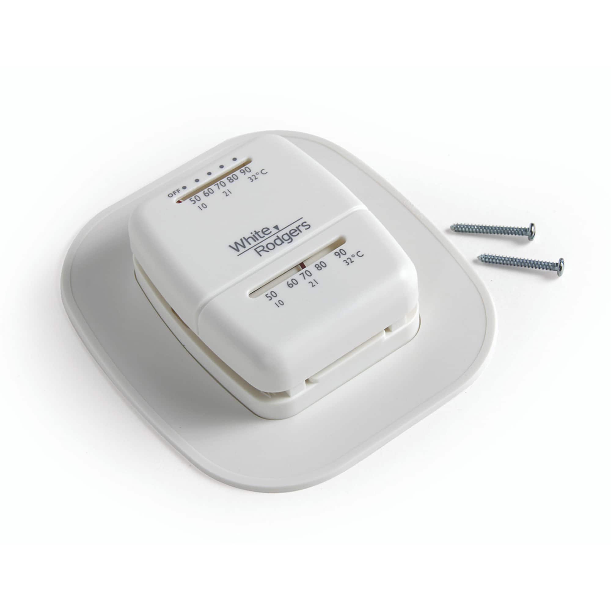 Camco - RV Home Thermostat, Wall Mount Dial, Control Temperature, Heat Only, White