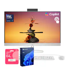 HP - 27" FHD Touchscreen Business All-in-One - Intel Core Ultra 7 155U - 32GB RAM - 1TB SSD - Copilot - ADATA 64GB USB Drive - White