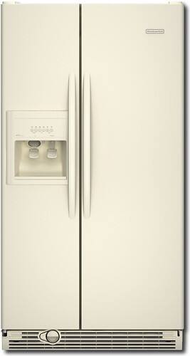Front Standard. KitchenAid - Architect 25.3 Cu. Ft. Side-by-Side Refrigerator w/ Thru-the-Door Ice and Water - Biscuit.