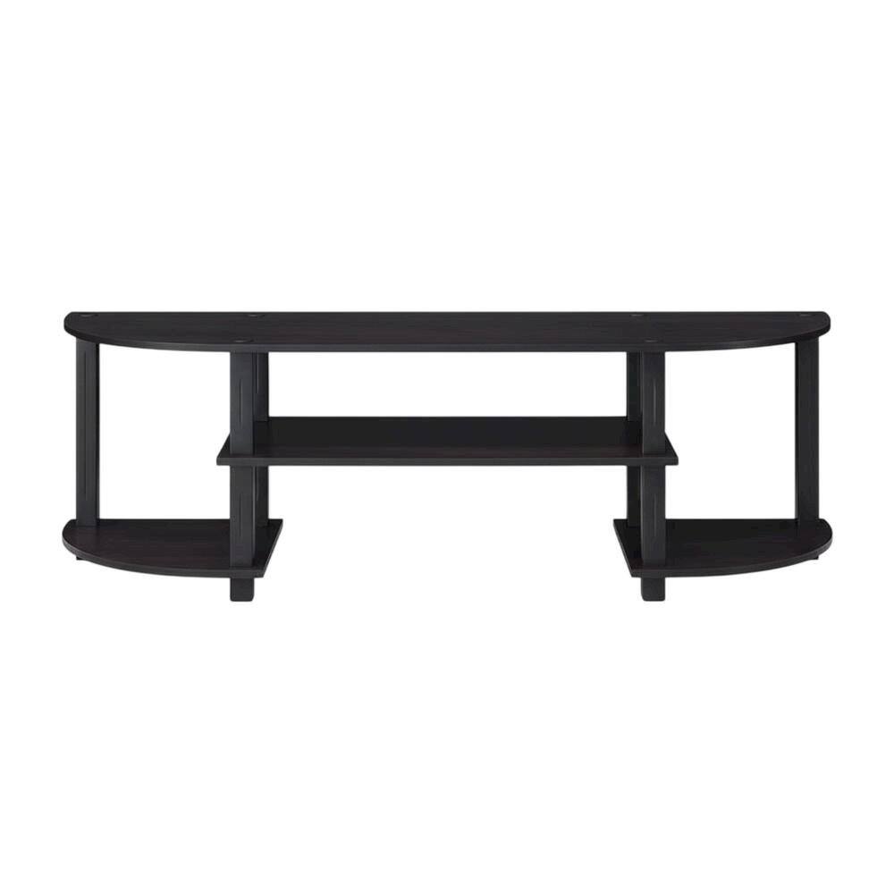 Alt View 3. FurniFact - Dark Walnut TV Stand with Wide Shelving and Composite Wood Finish - Brown Black.