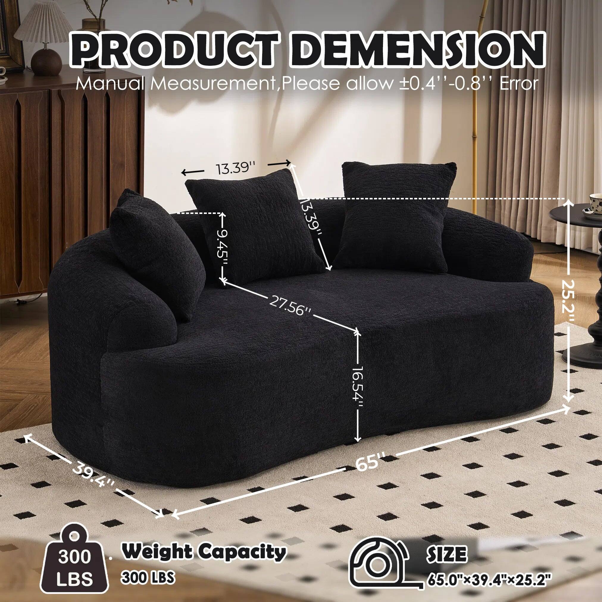 PRODUCT DIMENSION  
Manual Measurement, Please allow ±0.4" - 0.8" Error  

13.39"  
9.45" - 27.56"  
25.2"  
16.54"  
39.4"  
65"  

Weight Capacity: 300 LBS  
SIZE: 65.0" x 39.4" x 25.2"