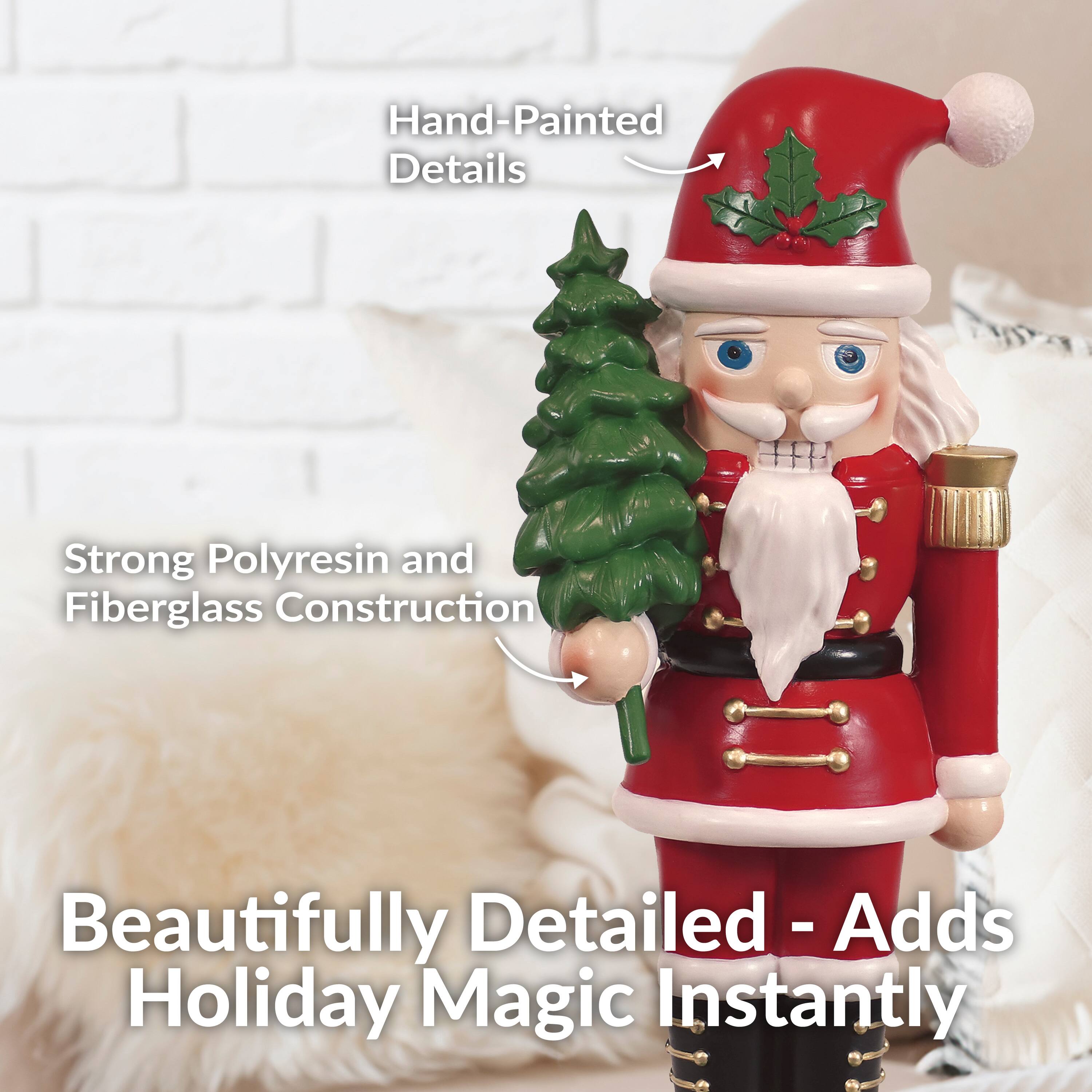 Hand-Painted Details  
Strong Polyresin and Fiberglass Construction  
Beautifully Detailed - Adds Holiday Magic Instantly
