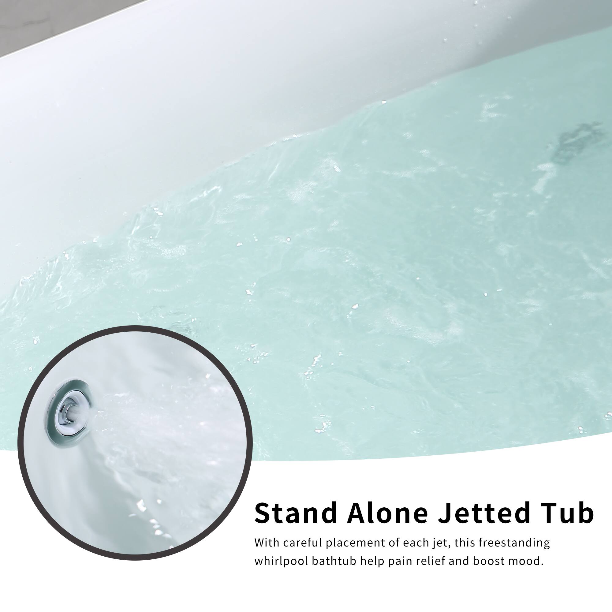 Stand Alone Jetted Tub

With careful placement of each jet, this freestanding whirlpool bathtub helps with pain relief and boosts mood.