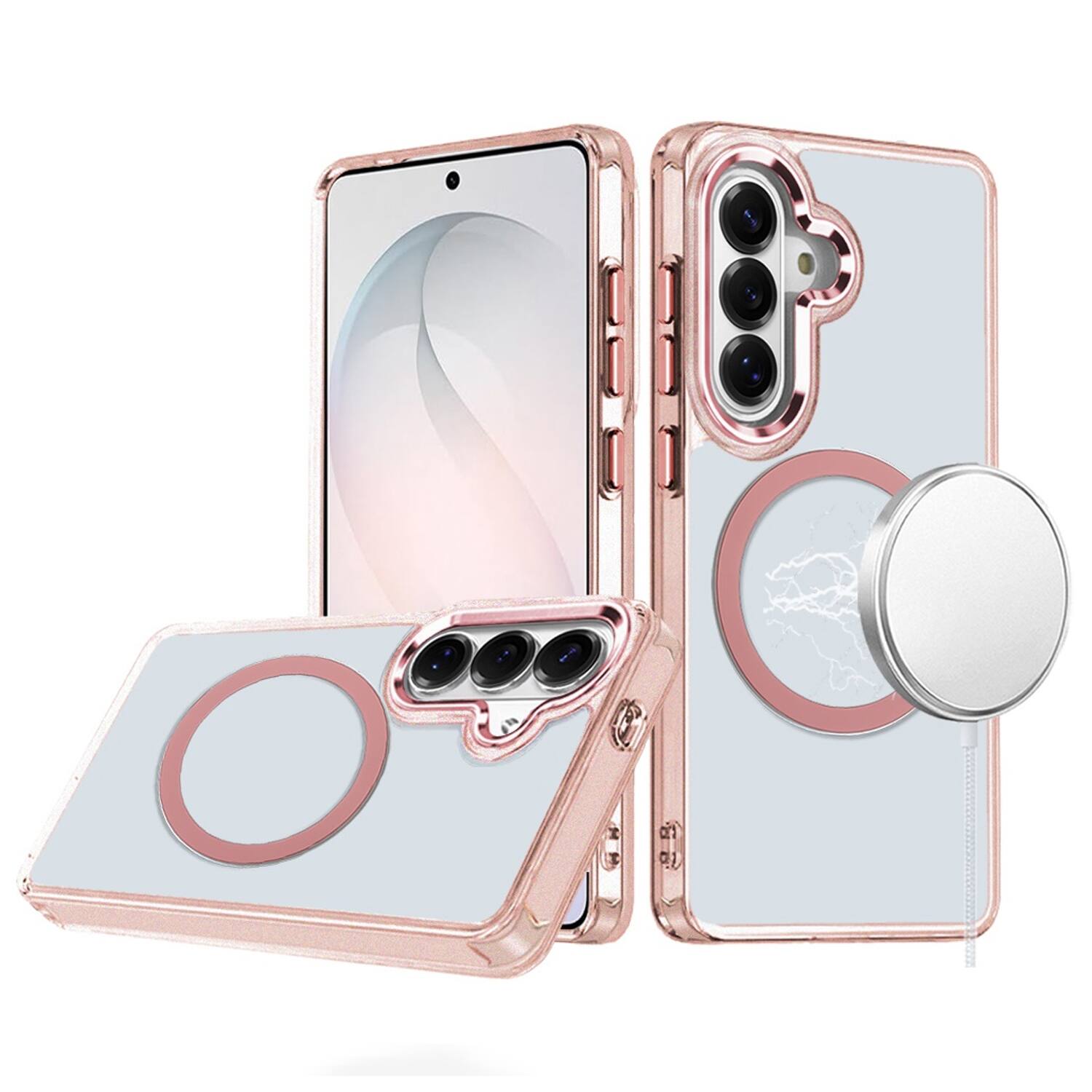 Alt View 6. Equipd - Case for Galaxy S26 Plus (6.7"), MagSafe Compatible Acrylic Back w/ TPU Frame Transparent Slim Magnetic Protective Cover - Rose Gold.