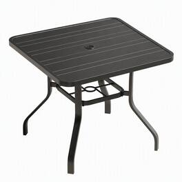 RYHNUYNE - 35"Square Outdoor Dining Table,Outdoor Patio Table With Umbrella Hole for Garden Backyard Poolside - Black