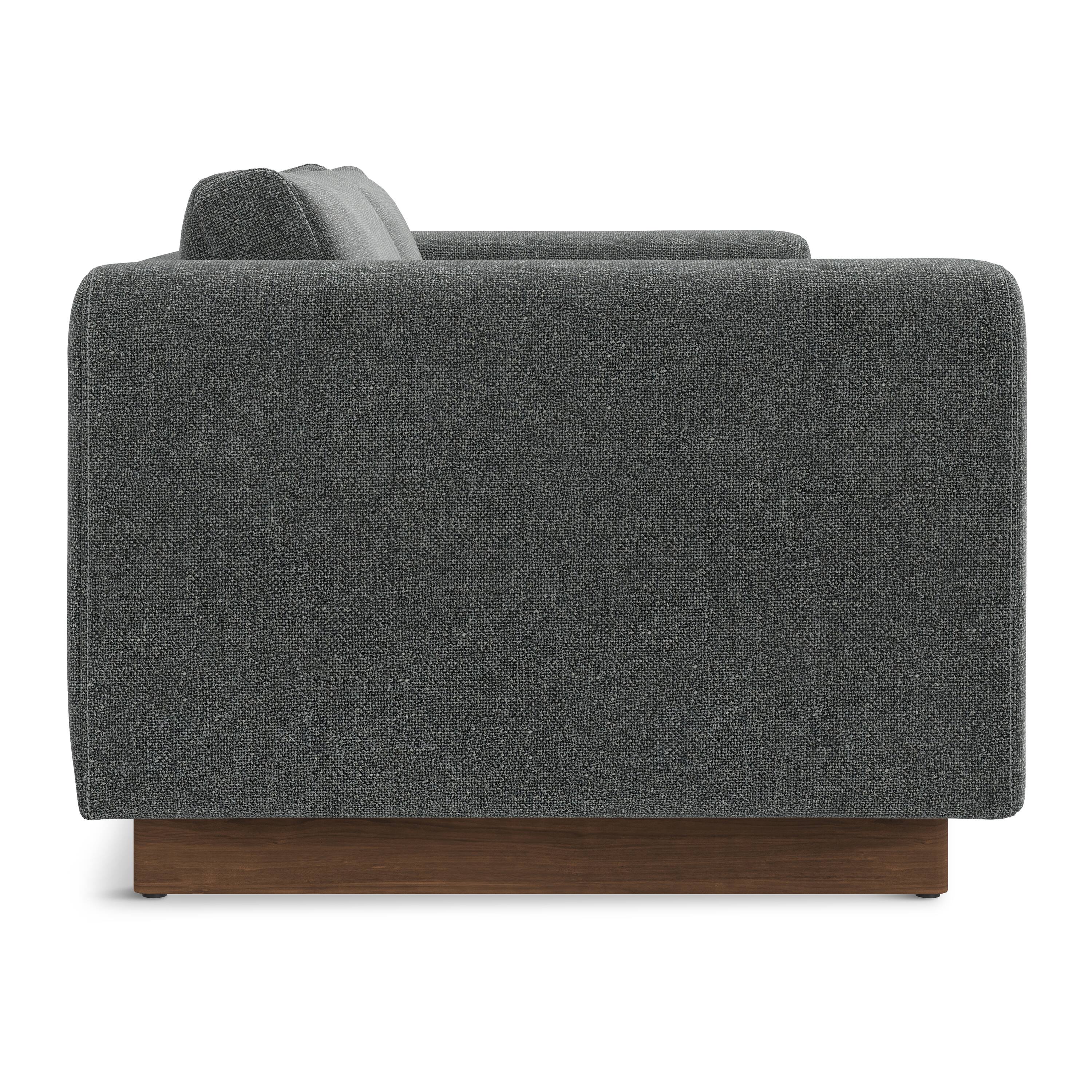Back. Simpli Home - Jones 84 inch Wide Contemporary Sofa in Dark Grey Tightly Woven Performance Fabric - Dark Grey.
