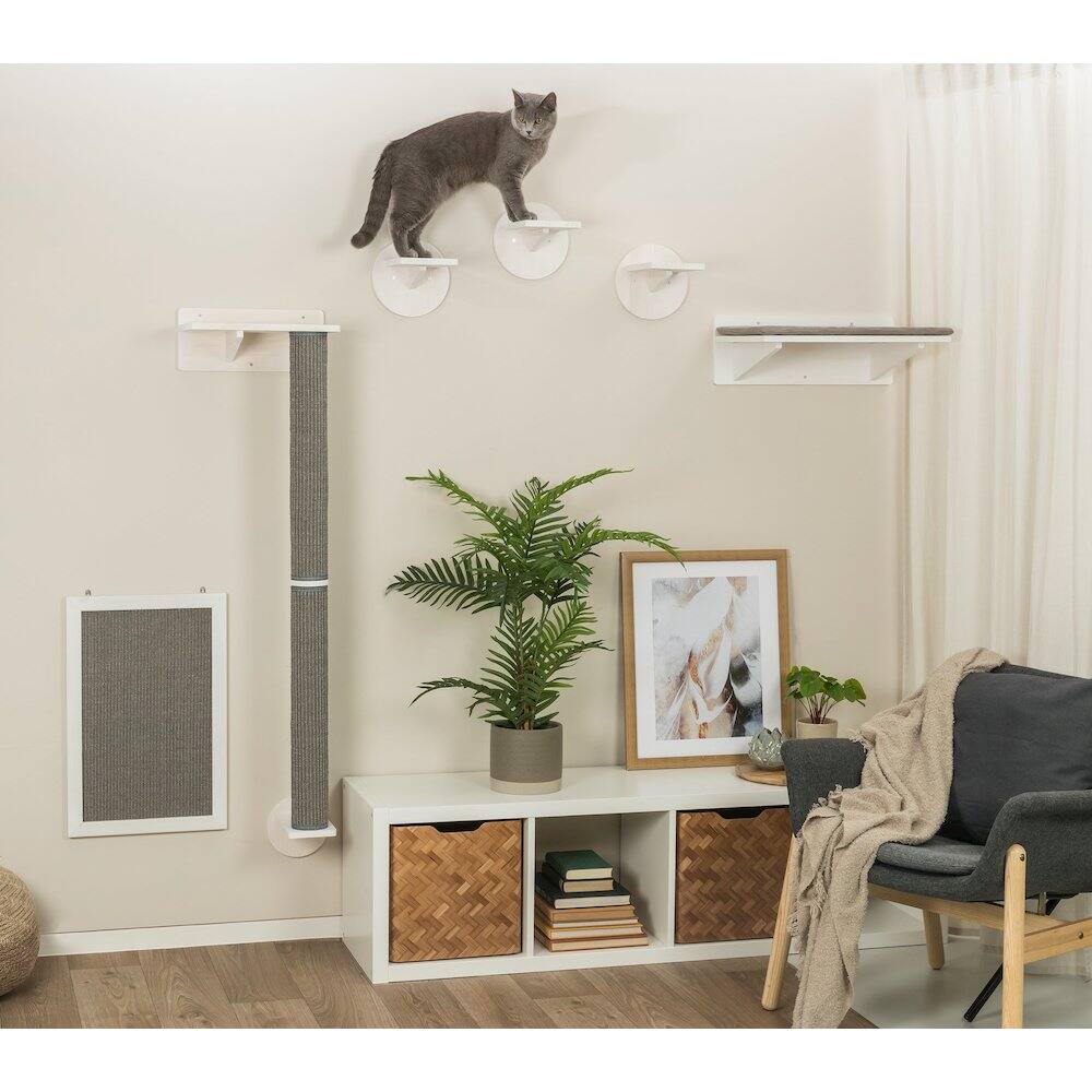 Angle. TRIXIE - Wall Mount Scratching Board, Vertical Scratching Mat, Sisal Cat Scratcher - Gray/White.