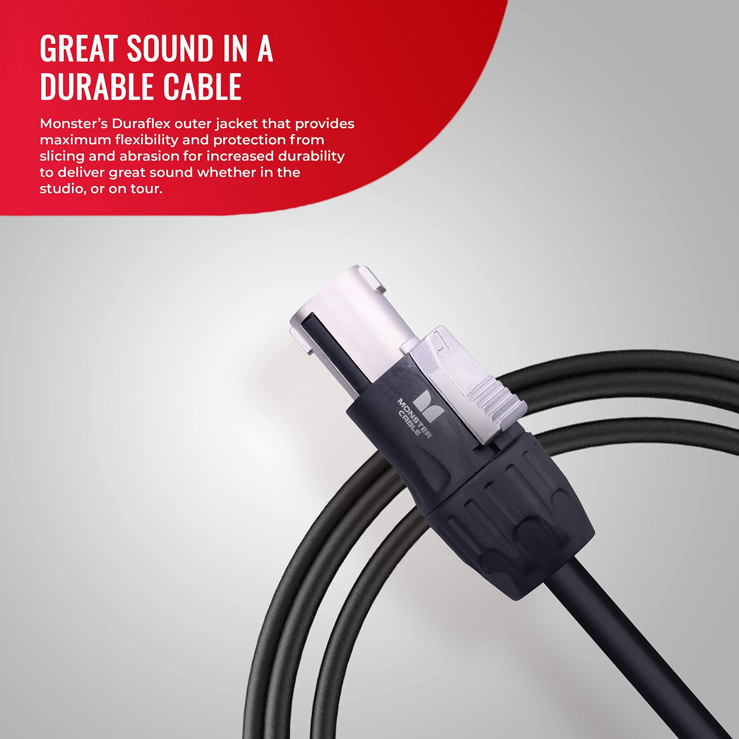 GREAT SOUND IN A DURABLE CABLE

Monster's Duraflex outer jacket that provides maximum flexibility and protection from slicing and abrasion for increased durability to deliver great sound whether in the studio, or on tour.
