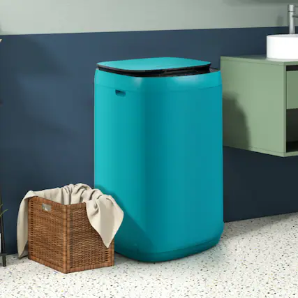 Front. LUCKY ONE - 7.7 lbs Freestanding Full-Automatic Washer with 10 Programs & Drain Pump - Blue.