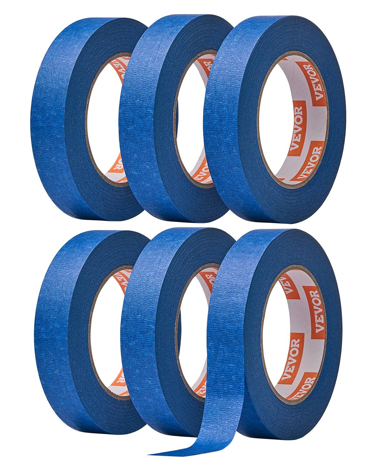 VEVOR - Painters Tape, 1 Inch Wide (0.94 In x 60 Yds), 6 Rolls, Painter Tape for Painting, Edge, Trim, Ceiling - Blue