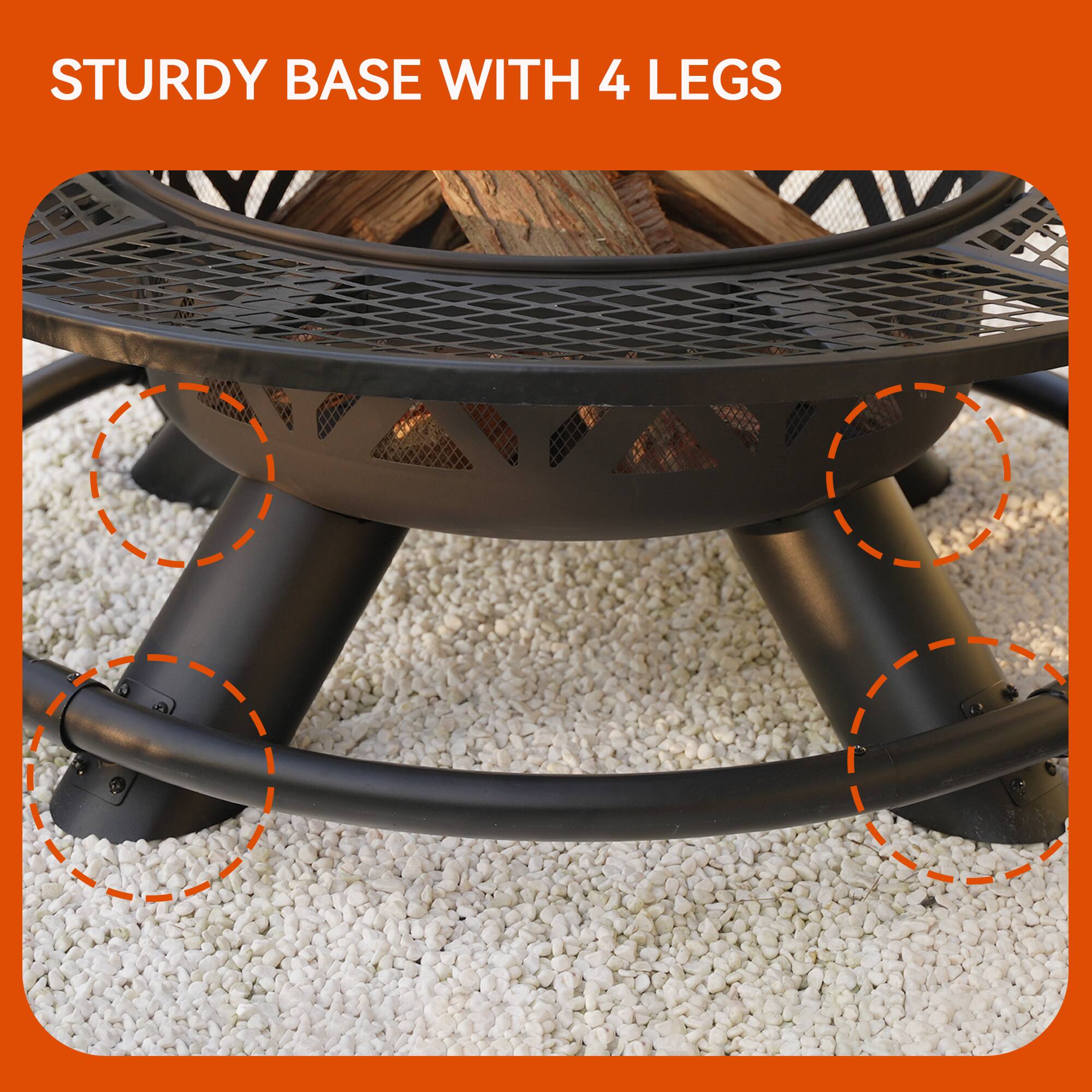 Sturdy base with 4 legs.