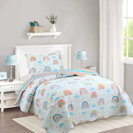 Front. MarCielo - Marcielo Kids Quilt Bedspread Set For Teens Girls Bedding - White.
