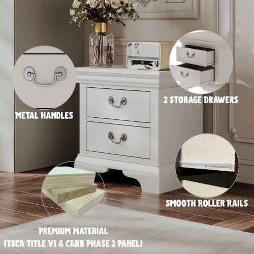 2 STORAGE DRAWERS METAL HANDLES SMOOTH ROLLER RAILS PREMIUM MATERIAL (TSCA TITLE VI & CARB PHASE 2 PANEL)