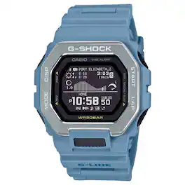 Casio - G-SHOCK Men's Black Dial Digital Watch Resin Strap Bluetooth Surf Tracker - GBX-100-2ADR - Blue