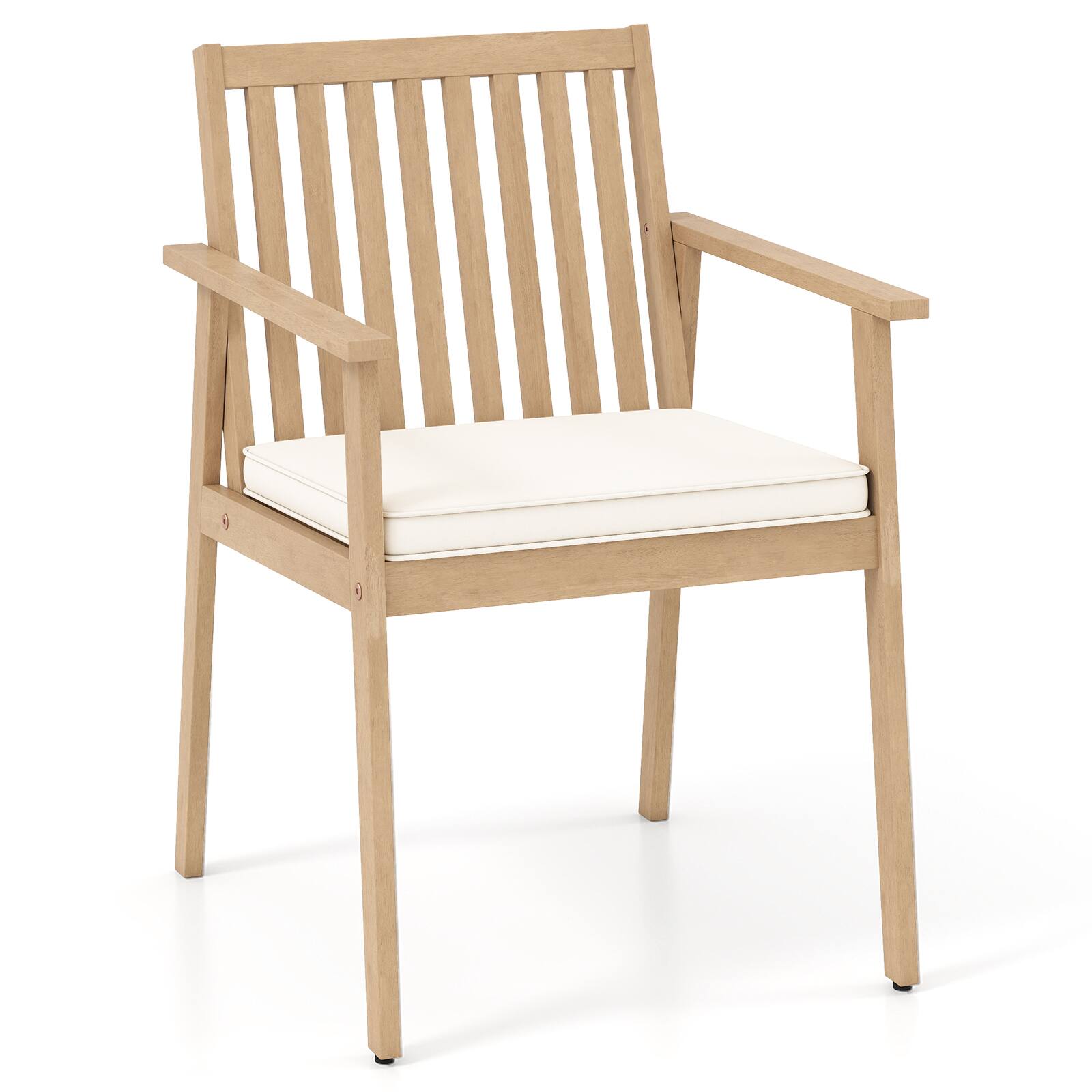 Alt View 9. Gymax - Gymax 2 PCS Patio Dining Chairs w/ Removable Padded Cushion Armrests & Teak Oil Finish - Yellow.