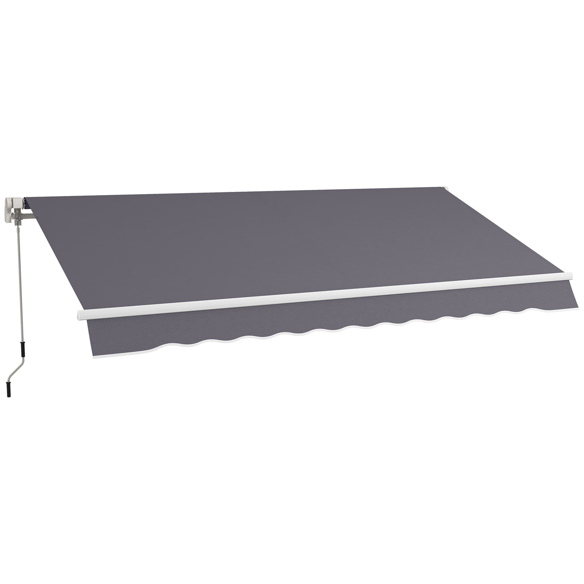 Front. Outsunny - 12' x 10' Retractable Awning Patio Awnings Sun Shade Shelter with Manual Crank Handle, 280g/m² UV - Charcoal Gray.