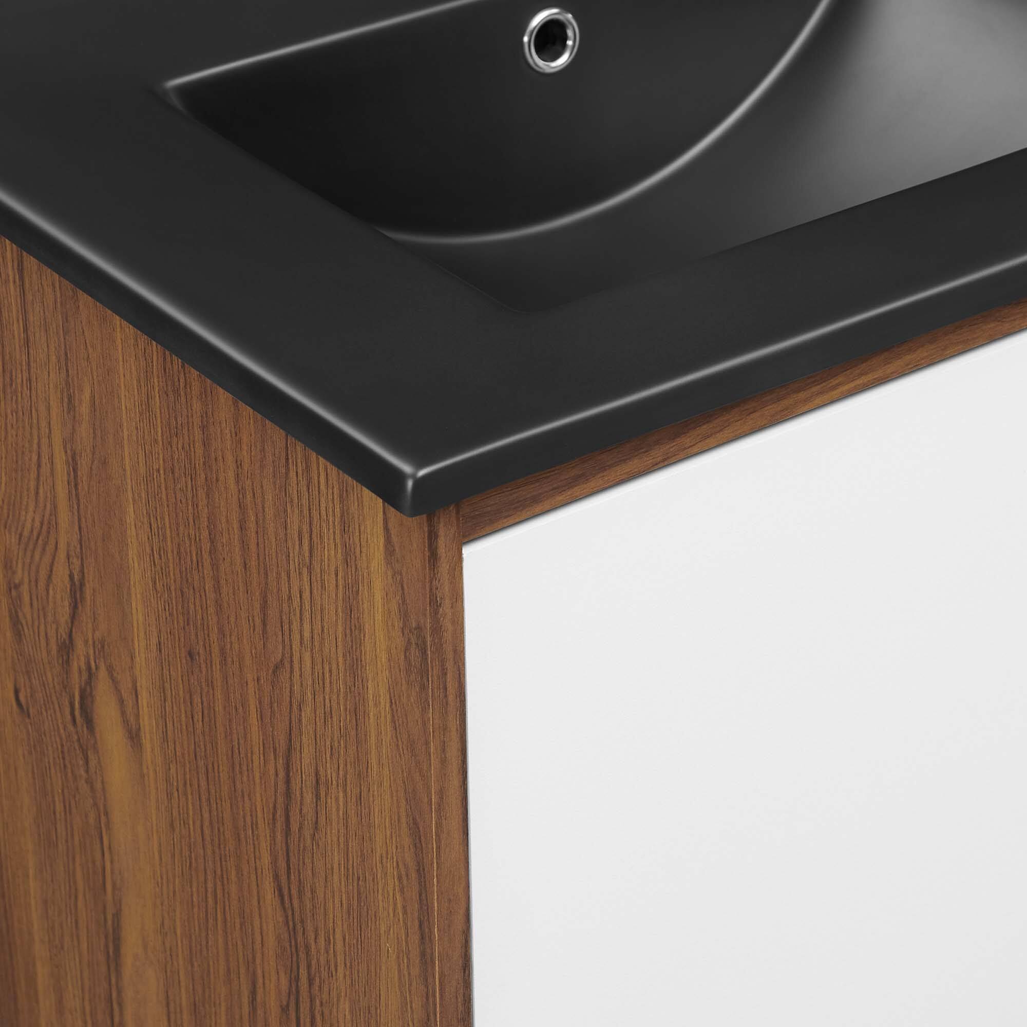 Alt View 6. Modway - Transmit Bathroom Vanity Basin Included - Walnut Black.