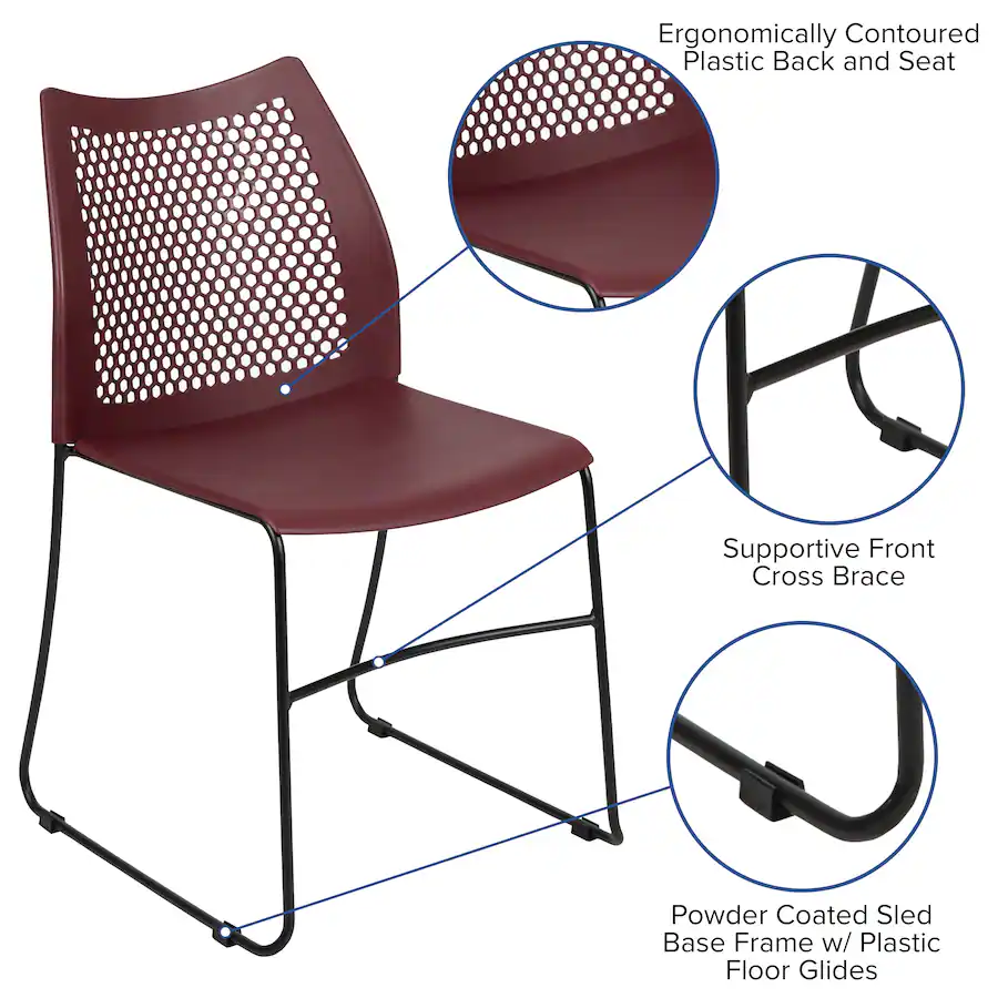 Emma + Oliver Home and Office Sled Base Stack Chair with Air Vent Back ...