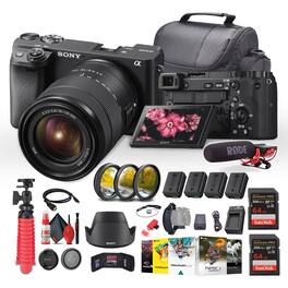 Sony - a6400 Mirrorless Camera with 18-135mm Lens with Real-Time Eye Auto Focus - Bundle