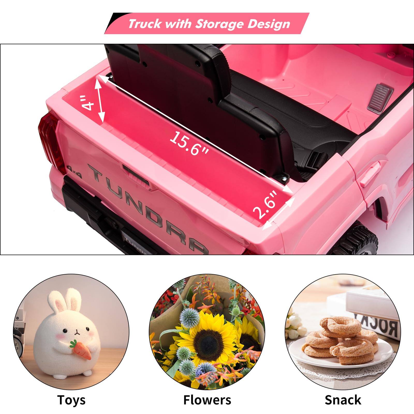Truck with Storage Design

- 15.6"
- 2.6"

Toys
Flowers
Snack