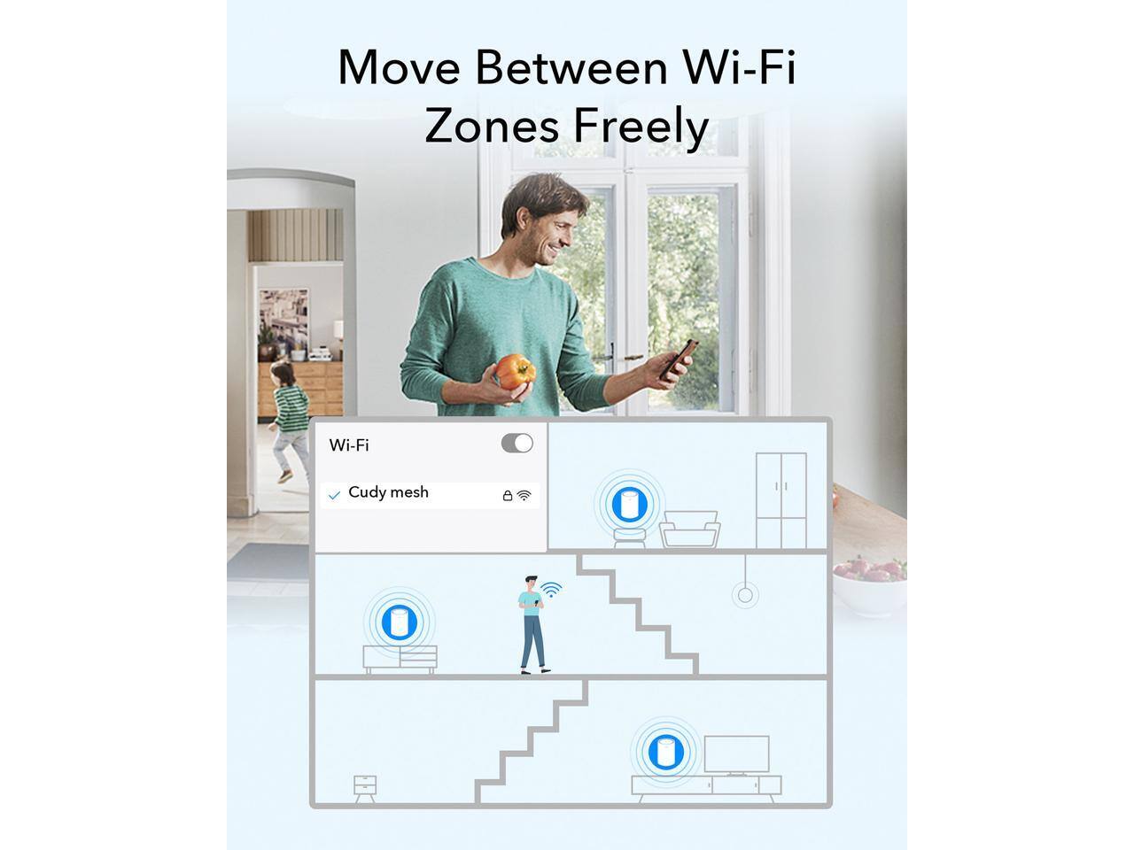 Move Between Wi-Fi Zones Freely

Wi-Fi
- Cudy mesh